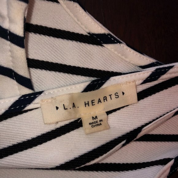 LA Hearts White/Black Striped Bodysuit Size Medium - Picture 3 of 4